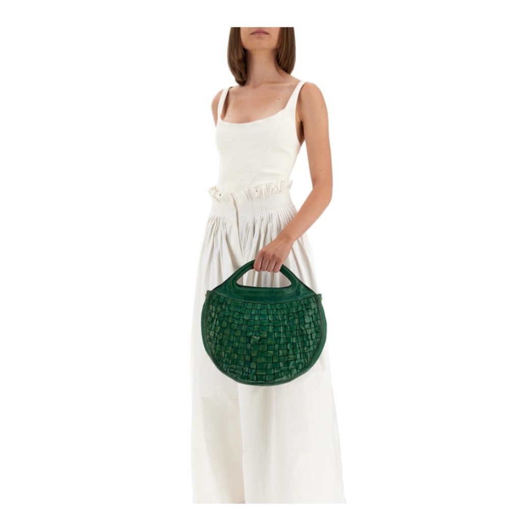 Campomaggi Edera” Handbag In Grass Green Woven Leather